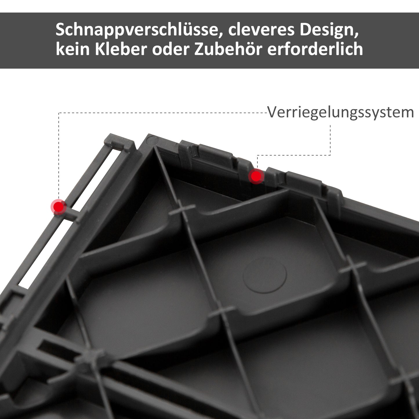 Outsunny Terrassenfliesen 30 x 30 cm 9 Stück 0,81㎡ Klickfliesen Balkonfliesen mit Klicksystem Drainagefunktion Bodenbelag Fliese für Terrasse Balkon Schwarz