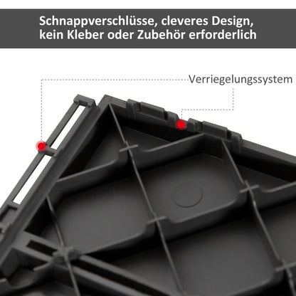 Outsunny Terrassenfliesen 30 x 30 cm 9 Stück 0,81㎡ Klickfliesen Balkonfliesen mit Klicksystem Drainagefunktion Bodenbelag Fliese für Terrasse Balkon Schwarz