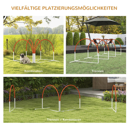 PawHut Agility-Set für Hunde, 4-teilig, inkl. Tragetasche, Kunststoff, 89x69x99 cm, Weiß+Orange