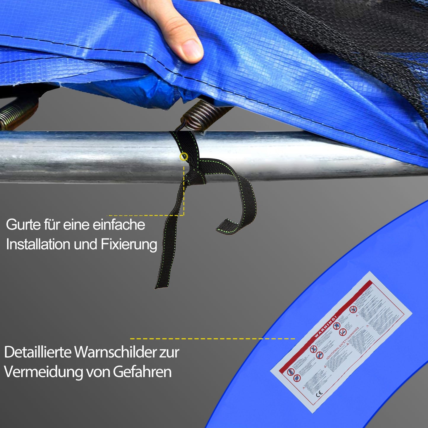 HOMCOM Trampolin Randabdeckung Sicherheitsnetz Wetterplane Leiter Randabdeckung: Ø 244cm Bunt