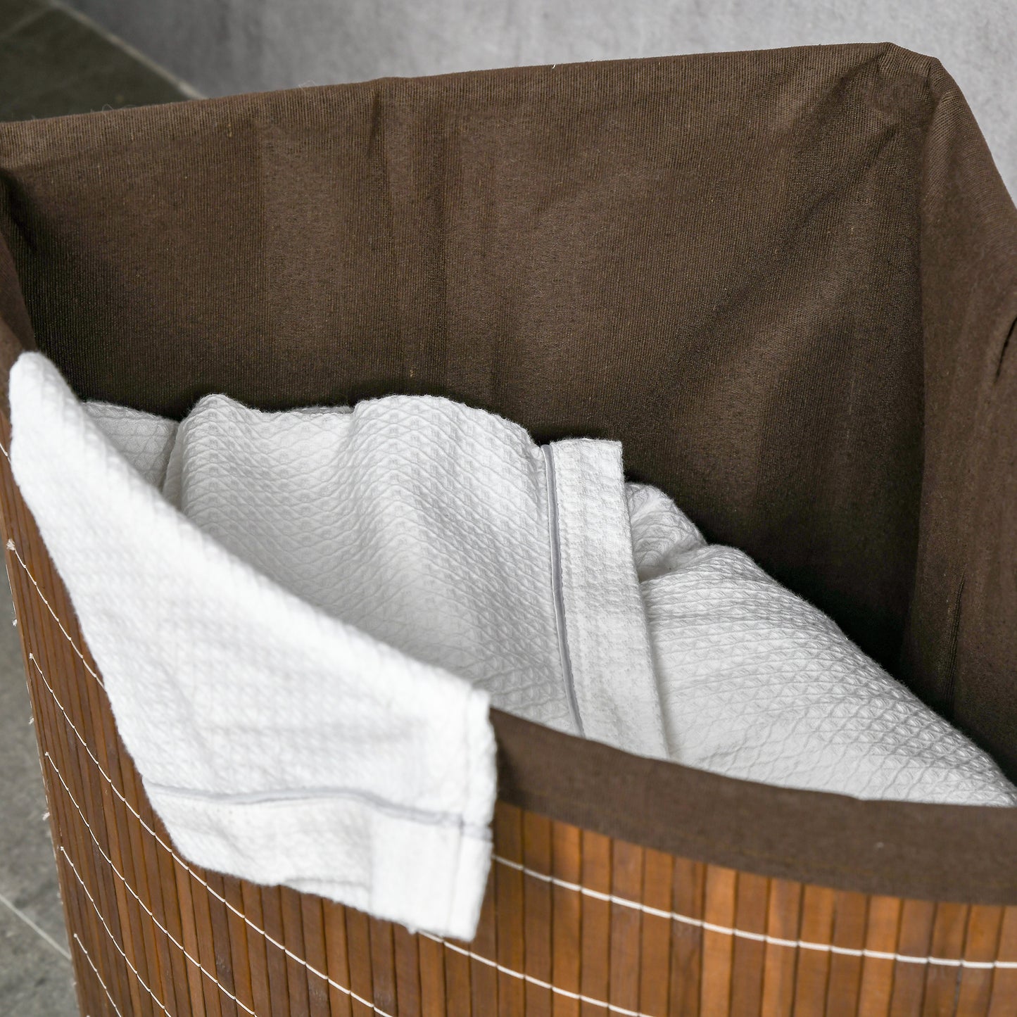 HOMCOM Wäschekorb Wäschesammler, 55L Fassungsvermögen, abnehmbarer Deckel, 38 cm x 38 cm x 57cm, Braun