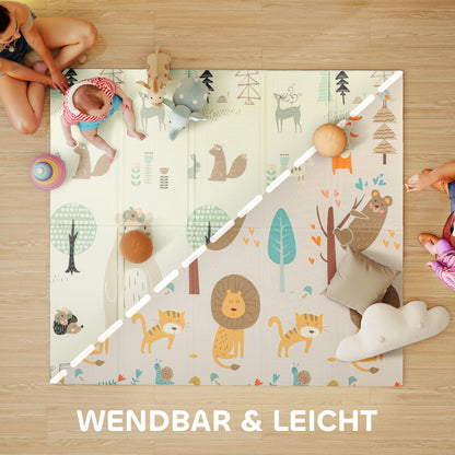 AIYAPLAY Spielmatte Baby 196 x 176 x 1,5 cm faltbar Doppelseitige Krabbelmatte Mehrfarbig