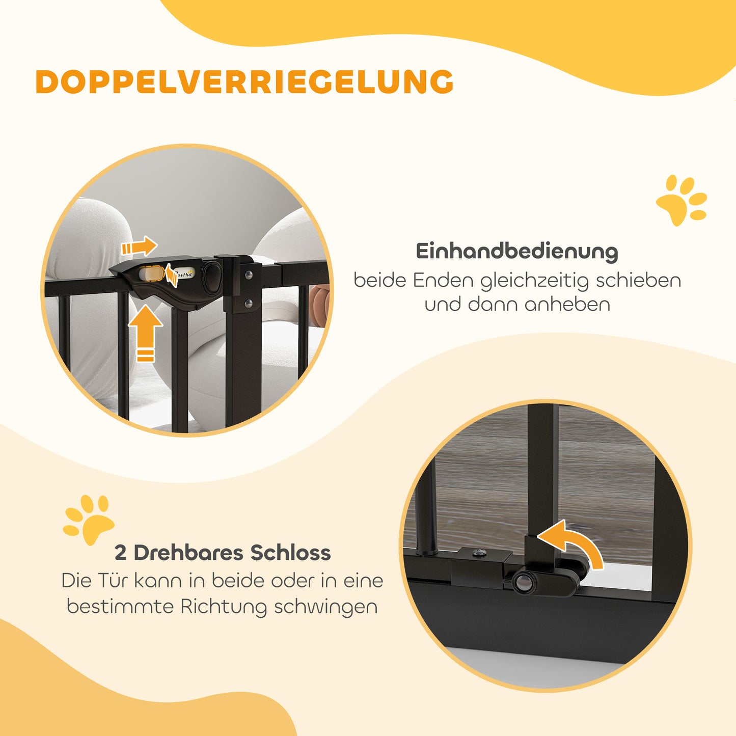 PawHut Türschutzgitter für Hunde, Absperrgitter, Schutzgitter für Haustiere, Metall, Kunststoff, ,74-80/87-94 cm, Schwarz