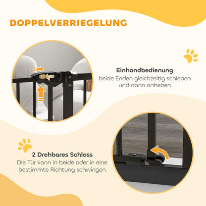 PawHut Türschutzgitter für Hunde, Absperrgitter, Schutzgitter für Haustiere, Metall, Kunststoff, ,74-80/87-94 cm, Schwarz