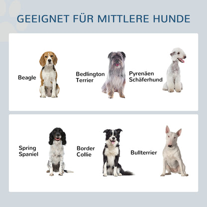 PawHut Erhöhte Fütterungsstation für Hunde, mit abnehmbarer Slow-Feeder-Matte, 2 Aluminiumschüsseln, Stauraum, Weiß