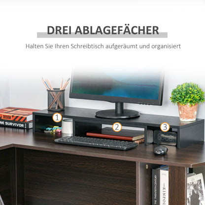 Vinsetto Monitorständer Monitor Stand Dual Bildschirmerhöhung Verstellbare Länge und Schwenkwinkel Bildschirmständer für PC Notebook Laptop Drucker 80-117 x 23,5 x 10 cm Schwarz