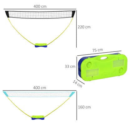 SPORTNOW Badminton-Netz-Set Volleyball-Netz-Set, 3-teiliges Set, 400 cm x 22,4 cm x 155 cm, Schwarz + Blau + Grün