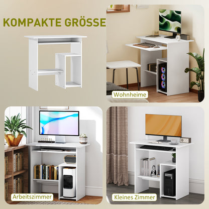 HOMCOM Computertisch, Schreibtisch, Spanplatte, Metall, 80 x 45 x 75 cm, Weiß