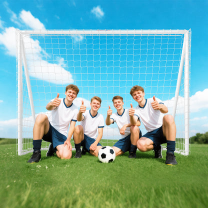 SPORTNOW Fußballtor، Robustes Netz، Kunststoff-Rahmen، Heringe، 240L x 90B x 180H سم، Weiß