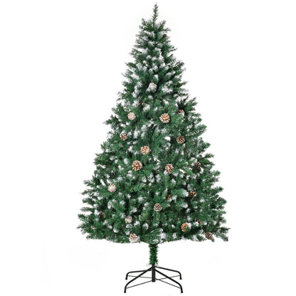 HOMCOM Künstlicher Weihnachtsbaum 180 cm Kieferbaum künstlich mit 59 Zapfen, Schnee, 1111 Spitzen für drinnen