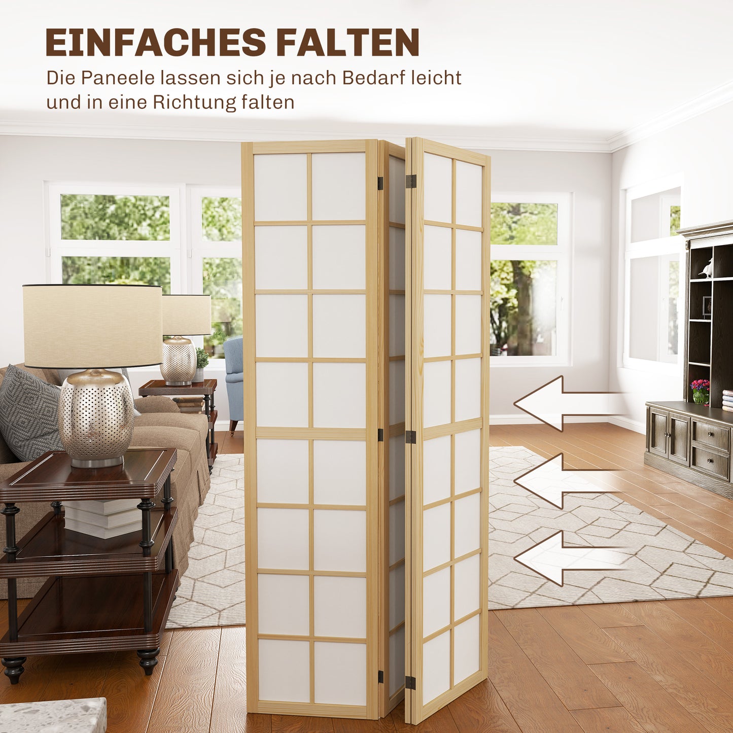 HOMCOM Faltbarer Raumtrenner, freistehender Sichtschutz für Wohnzimmer, Schlafzimmer, Büro, 160 x 170 cm