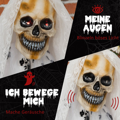 Outsunny Halloween-Dekoration Geisterbraut, Schreie & Augenleuchten, bewegungsaktiviert, 170cm groß, Indoor