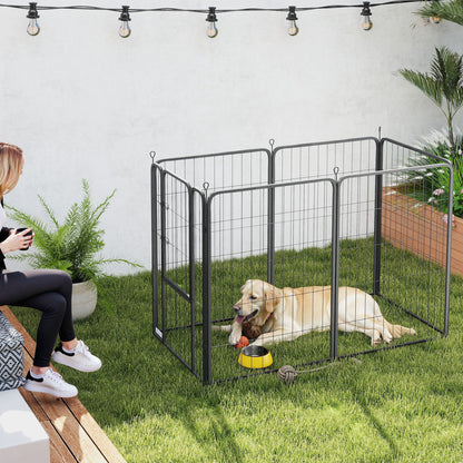 PawHut Laufstall für Hunde mit 6 Paneelen, robust, mit sicherer Tür, für drinnen und draußen, für Garten, Camping, 100 cm hoch