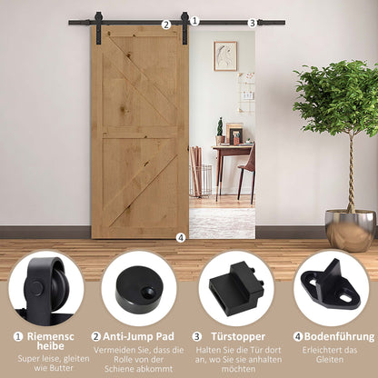 HOMCOM Gleitschienen-Bausatz für Schiebetür, bis 90 kg, Kohlenstoffstahl, 200 cm, Schwarz, inkl. Werkzeuge