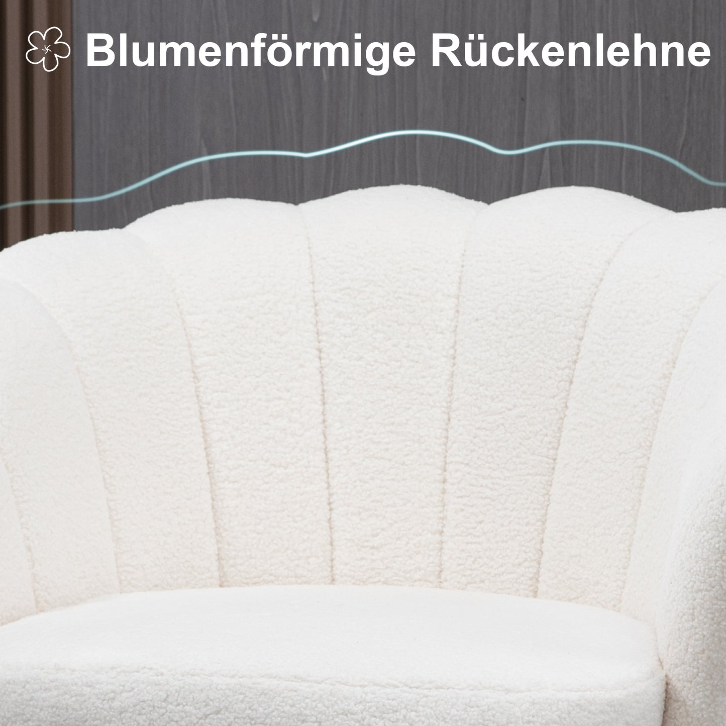 HOMCOM Polstersessel in Muschelform, Relaxsessel, Entspannungssessel, Metallbeine in Goldoptik, 79L x 77B x 77H cm, Weiß