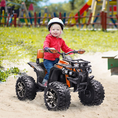 HOMCOM 12V Kinderfahrzeug mit Vorwärts-, Rückwärtsfunktion, MP3-Musikplayer, Scheinwerfer, 3-8 km/h, 3-5 Jahre, Orange