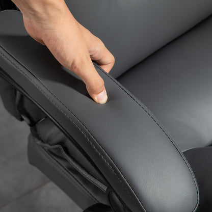 Vinsetto Ergonomischer Bürostuhl, verstellbare Sitzhöhe, neigbare Rückenlehne, Kunstleder, Dunkelgrau