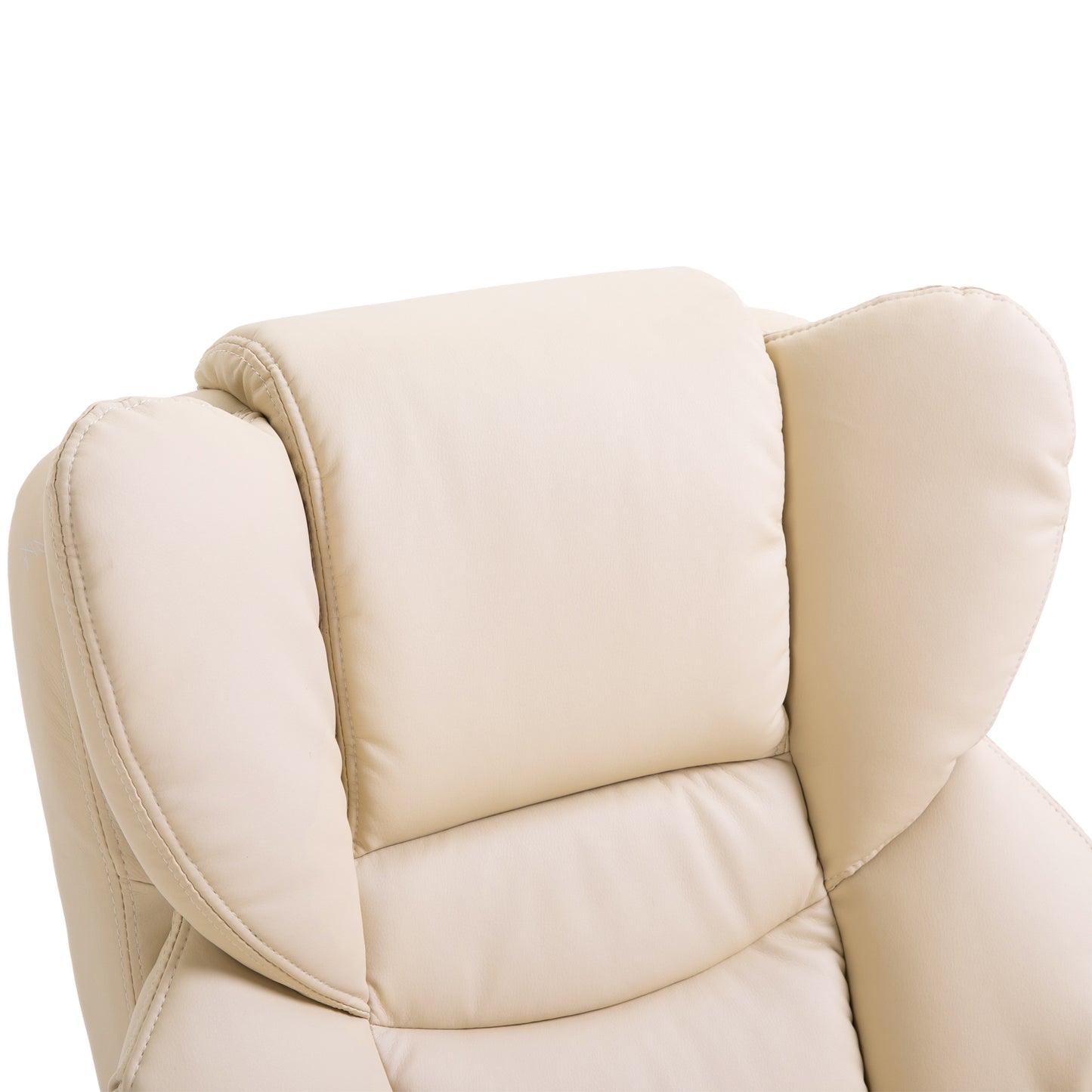 HOMCOM Relaxsessel mit Hocker, Liegefunktion, drehbar, bis 160 kg, Kunstleder, Metallrahmen, creme, 80 x 79 x 100 cm