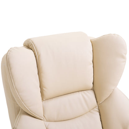 HOMCOM Relaxsessel mit Hocker, Liegefunktion, drehbar, bis 160 kg, Kunstleder, Metallrahmen, creme, 80 x 79 x 100 cm