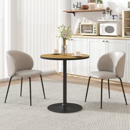 HOMCOM Runder Esstisch, Eichenholzoptik, kompaktes Design, für 2-4 Personen, Eiche