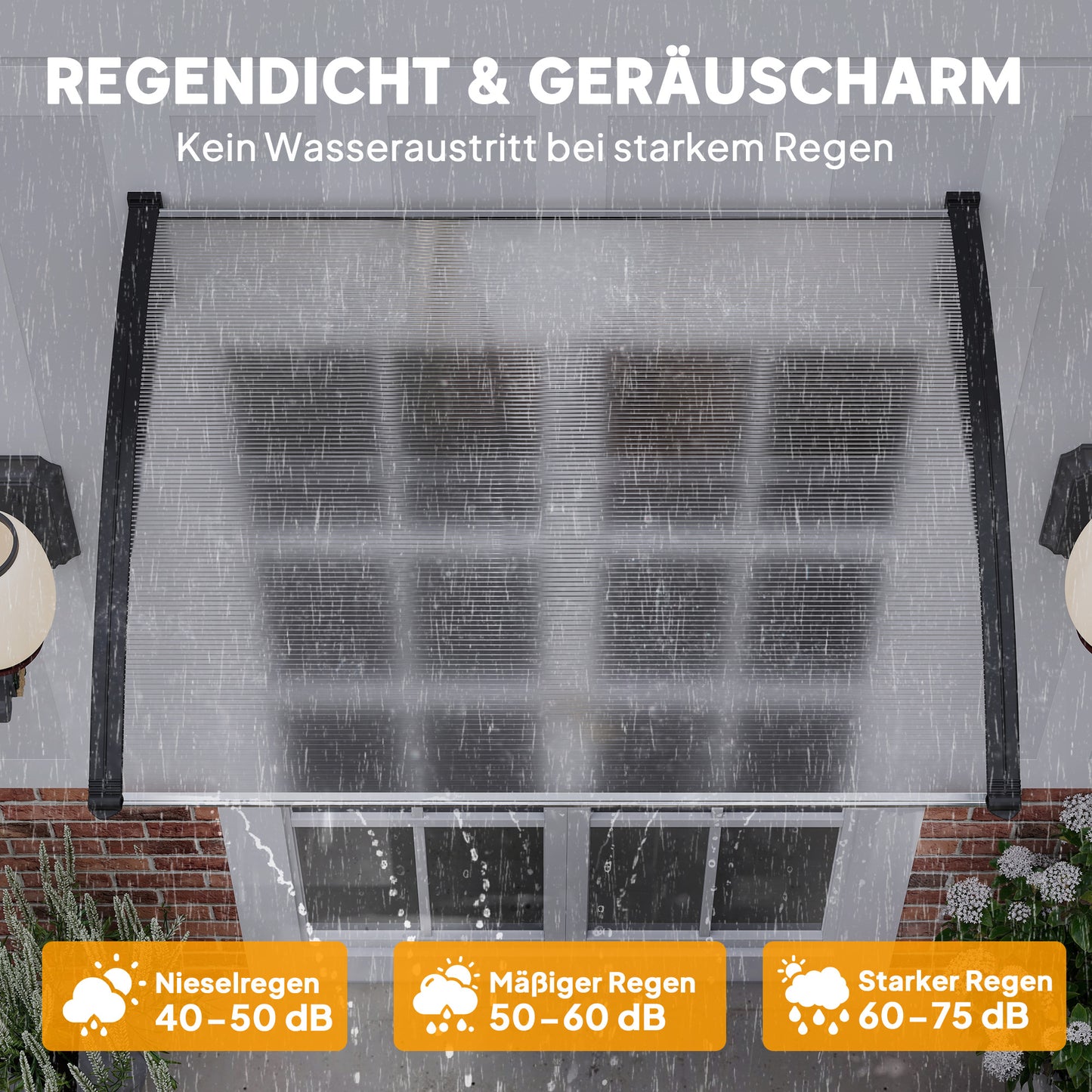 Outsunny Vordach Schutzdach، UV-Beständig، Wasserbeständig، 89x122x24 سم، فايس