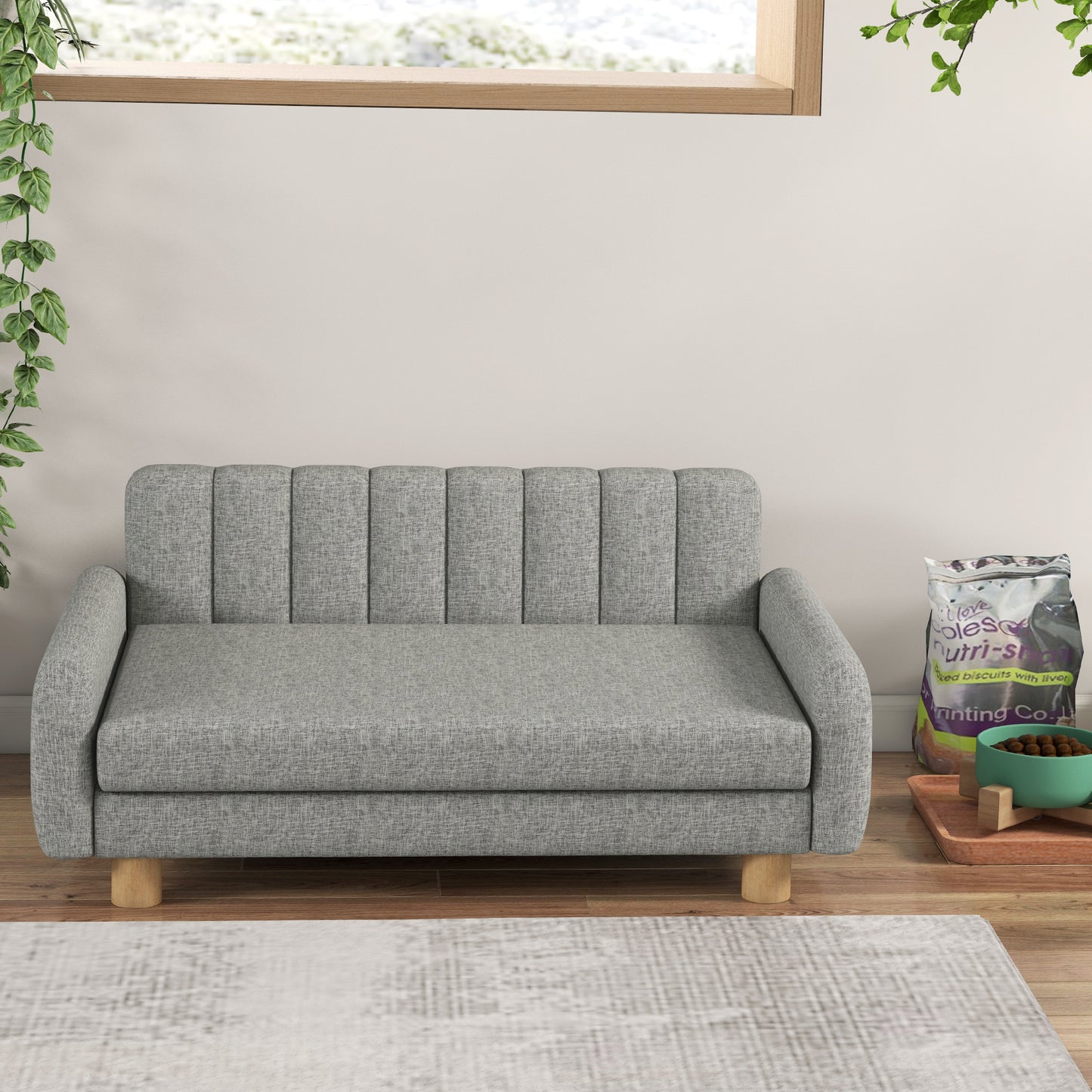 PawHut Hundebett، weiches Kissen، غسالة Bezug، rutschfeste Füße، غراو، 94B x 61T x 40H سم
