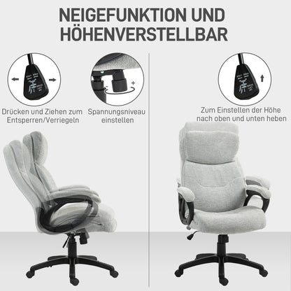 HOMCOM Bürostuhl, Schreibtischstuhl, drehbar, Wippfunktion, höhenverstellbar, Hellgrau