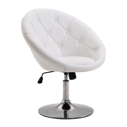 HOMCOM Sessel Wohnzimmer Loungesessel Relaxsessel mit Stahlbasis Lesesessel aus Kunstleder, Polstersessel für Schlafzimmer Weiß