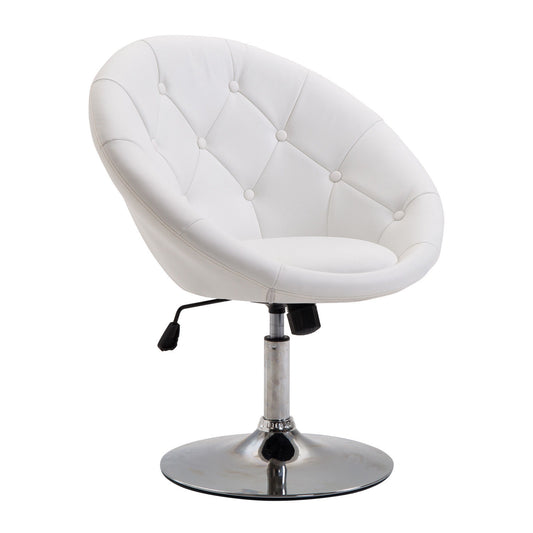 HOMCOM Sessel Wohnzimmer Loungesessel Relaxsessel mit Stahlbasis Lesesessel aus Kunstleder, Polstersessel für Schlafzimmer Weiß