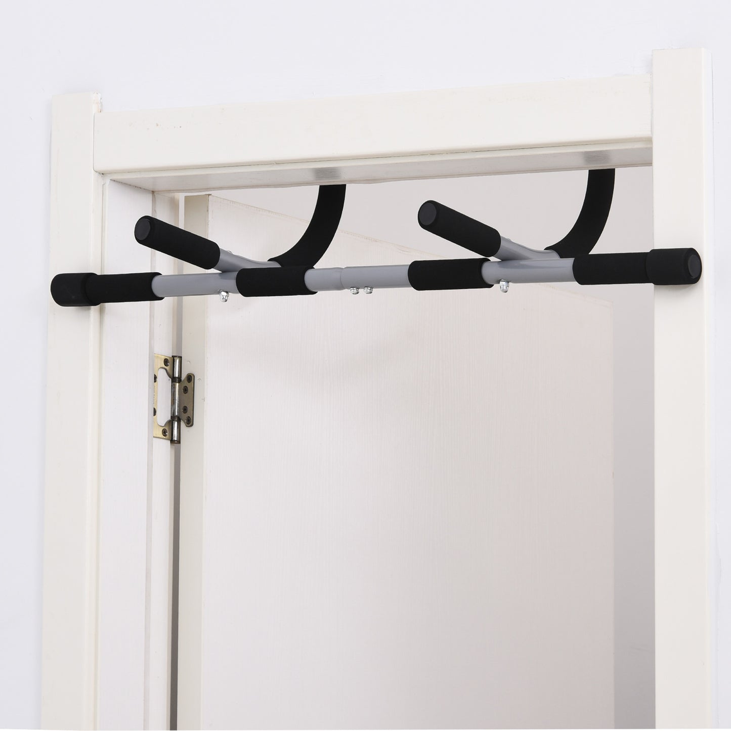 HOMCOM Klimmzugstange، التدريبات-Halterung، Multifunktions-Türreck، Stahl، Schaumstoff، 92 x 40 x 17 cm، Schwarz+Grau