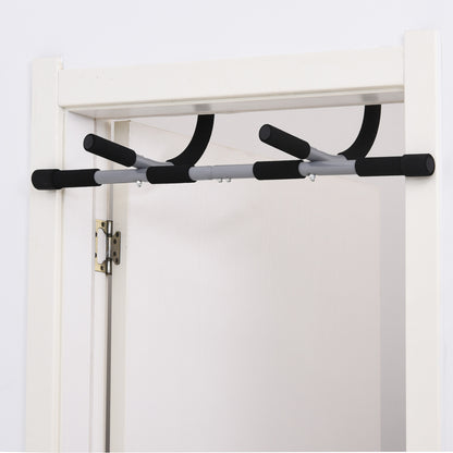 HOMCOM Klimmzugstange، التدريبات-Halterung، Multifunktions-Türreck، Stahl، Schaumstoff، 92 x 40 x 17 cm، Schwarz+Grau