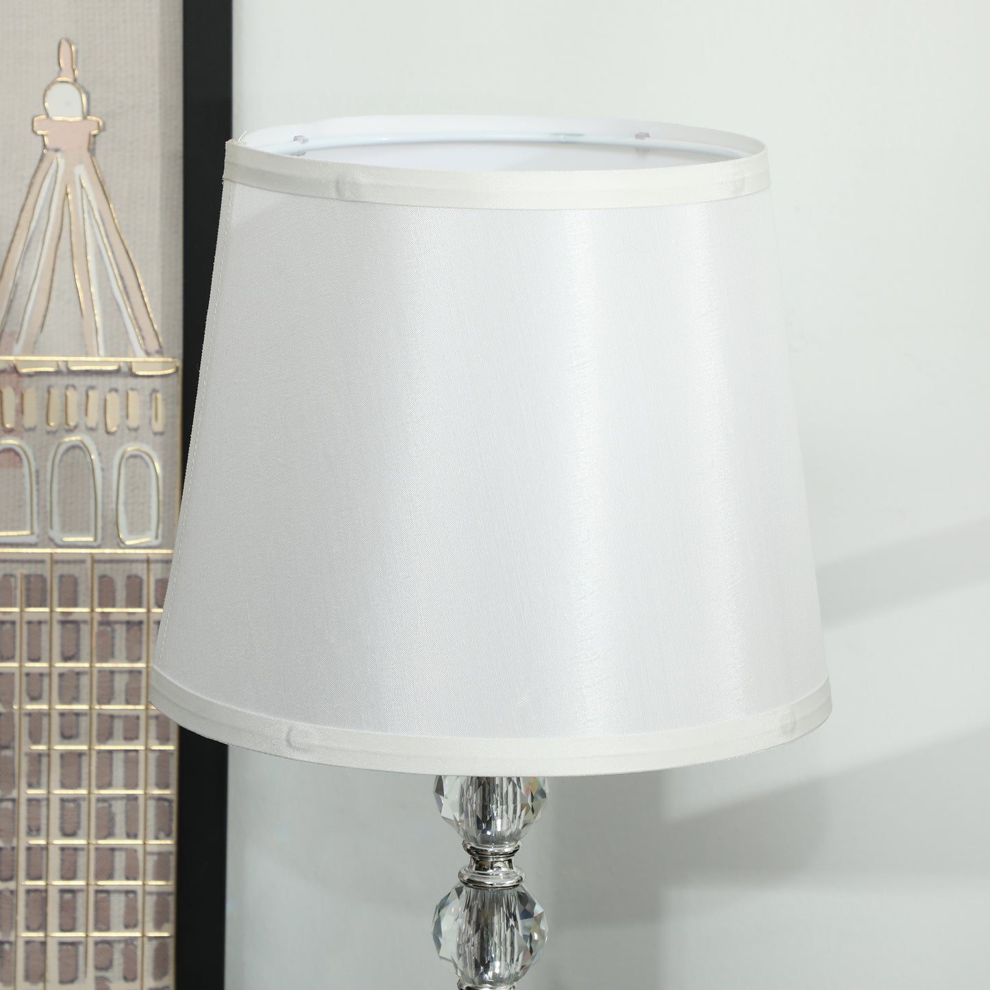 HOMCOM Kristall-Tischleuchte, Touch-Schalter, USB-Ladeanschluss, Ø23x45 cm, Silber
