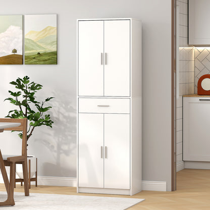 HOMCOM Küchenschrank, 3-stufig verstellbare Regale, Spanplatten, MDF, viel Stauraum, Weiß