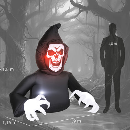 Outsunny Aufblasbare Halloween-Dekoration، Sensenmann، LED-Leuchten، Gebläse، Kabel