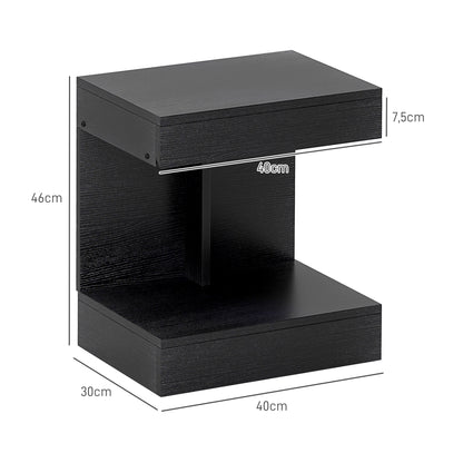 HOMCOM Nachttisch, Beistelltisch mit Schublade und Ablagefach, Moderner Sofatisch mit Regal für verschiedene Räume, Schwarz