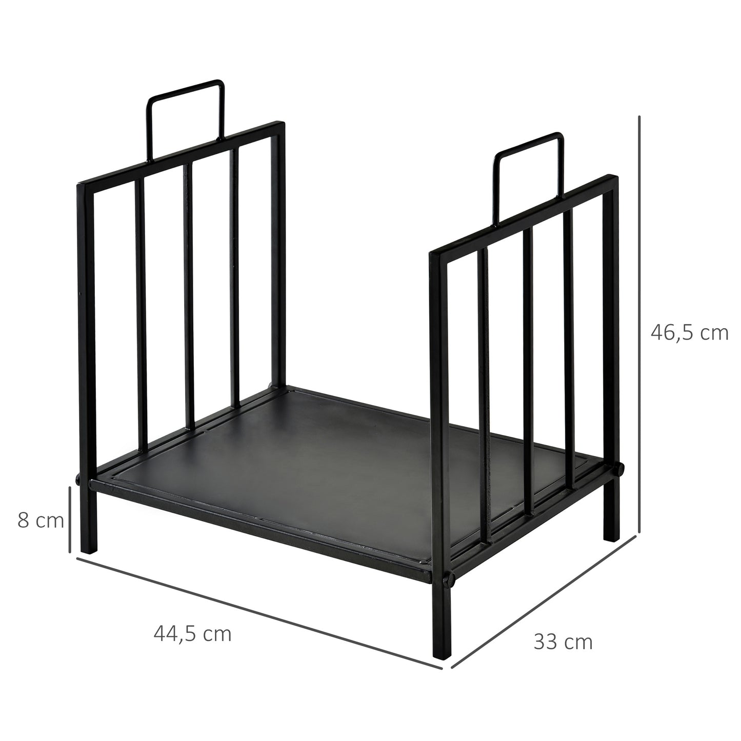 Outsunny Kaminholzregal für innen 44,5 x 33 x 46,5cm Brennholzregal mit Griffe für Feuerholz, Brennholz Metall Schwarz