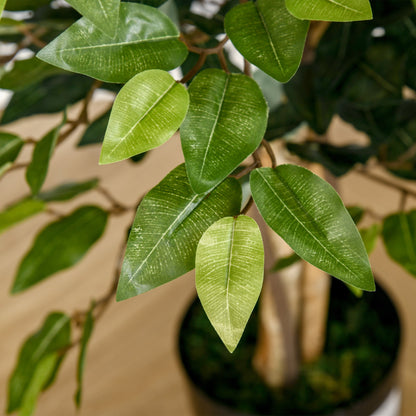 HOMCOM Künstlicher Ficus-baum groß 150 cm Kunstbaum, Kunstpflanze, Plastik Künstliche Pflanzen im Topf, Fake Plant wie echt für Wohnzimmer Schlafzimmer Büro Garten Moderne Dekoration Geschenk