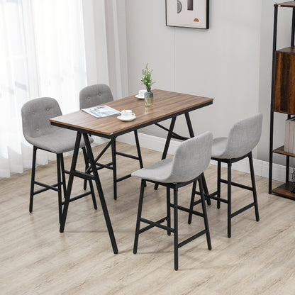 HOMCOM Bartisch mit Barhockern im Industrie-Design, Knopfheftung, 120 cm x 60 cm x 91 cm, Hellgrau