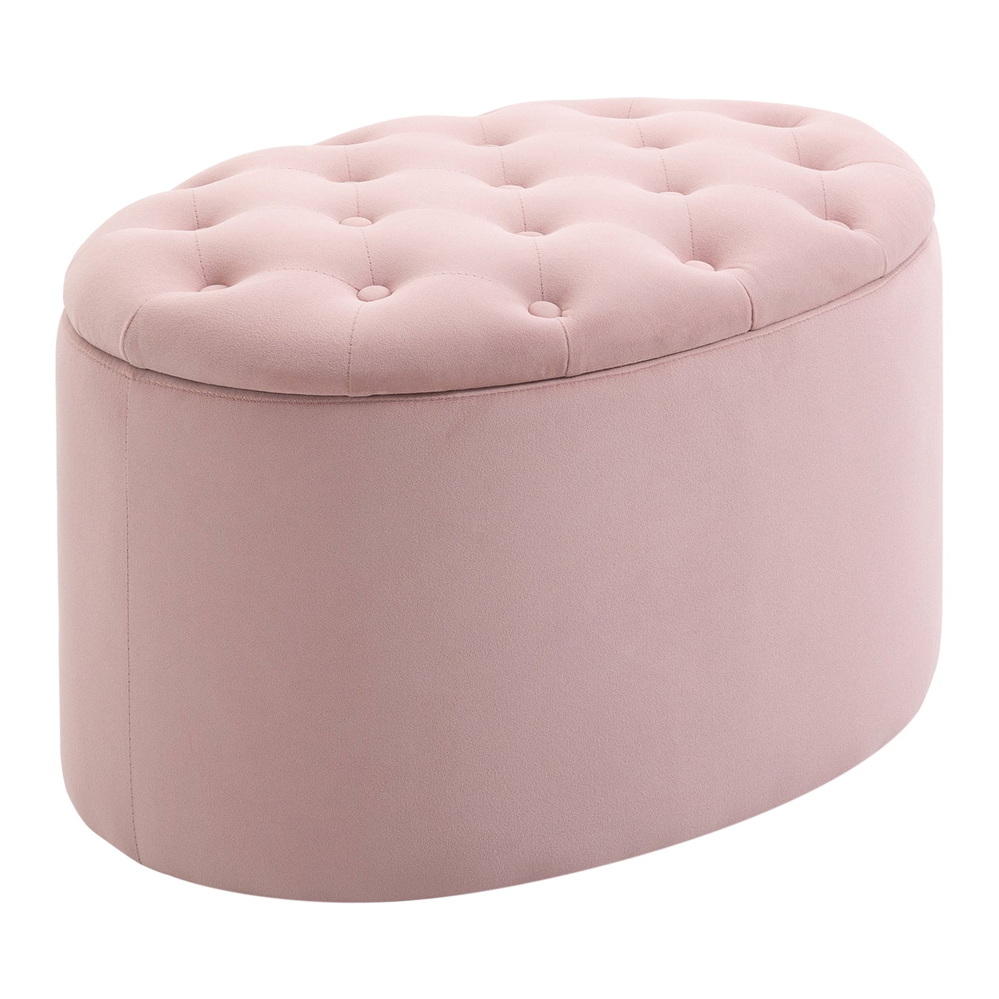 HOMCOM Sitzbank mit Stauraum Polsterbank mit Samtoptik، Sitztruhe Ovale Form، Truhenbank für Wohnzimmer Schlafzimmer Flur 71 × 52 × 42 سم، روزا