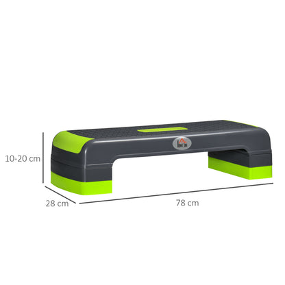HOMCOM Aerobik-Stepper, 3-stufig höhenverstellbar, bis 150 kg, 78 x 28 x 20 cm, Grau/Grün