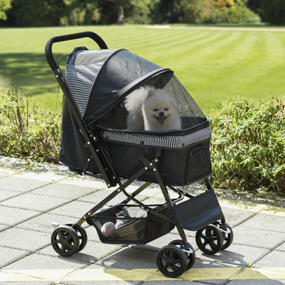 PawHut Hundebuggy Hundewagen Buggy für kleine Hunde und Katzen Haustierwagen Pet Stroller Katzenbuggy Oxford Schwarz 76,5 x 52 x 95 cm