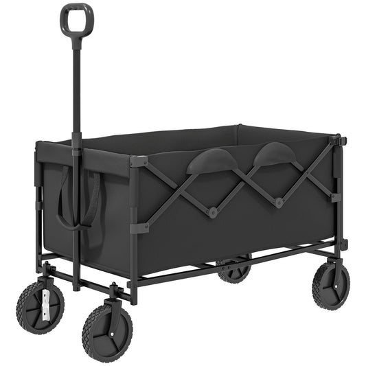 Outsunny Gartenwagen 100 kg belastbar klappbar Erweiterter Transportwagen mit herausnehmbare Plane Schwarz