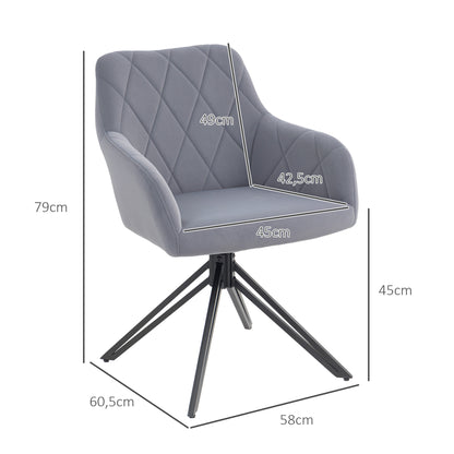 HOMCOM Akzentstuhl im Retro-Design Samtoptik 58 cm x 60,5 cm x 79 cm Stahl Grau