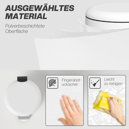 HOMCOM Mülleimer 30L, Treteimer, einrastbarer Deckel, Pedal, fleckenresistent, Cremeweiß