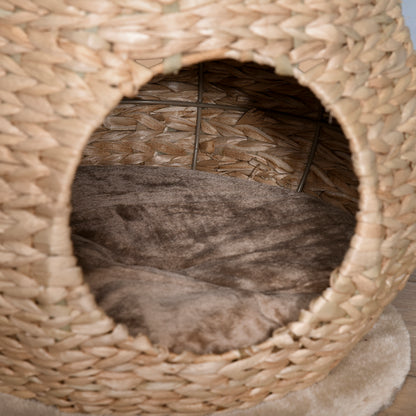 PawHut Katzenbaum Kratzbaum Kätzchen Möbel mit Katzenhöhle Ballspielzeug Sisal weiche Plüsch Höhe 82,5 cm Gelb