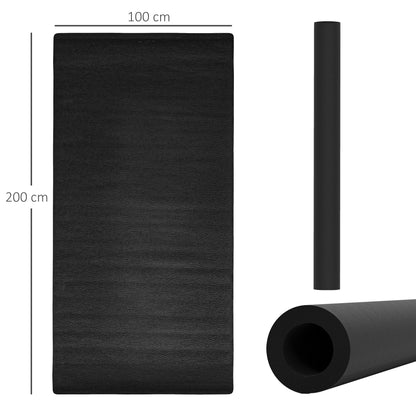 HOMCOM Bodenschutzmatte für Fitnessgeräte rutschfest Fitnessmatte 4 mm Dicke Unterlegmatte 200x100 cm Schwarz