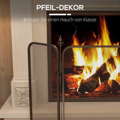 HOMCOM Funkenschutz für Kamine, klappbar, Metall, 96 x 1,3 x 56 cm, Schwarz