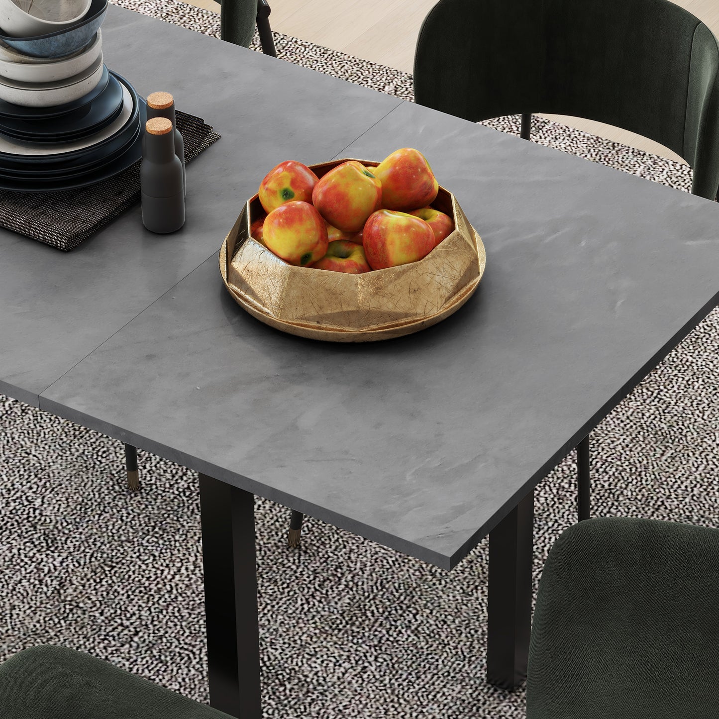 HOMCOM Esszimmertisch, Küchentisch, erweiterbar, für 6 Personen, 160x70, Dunkelgrau