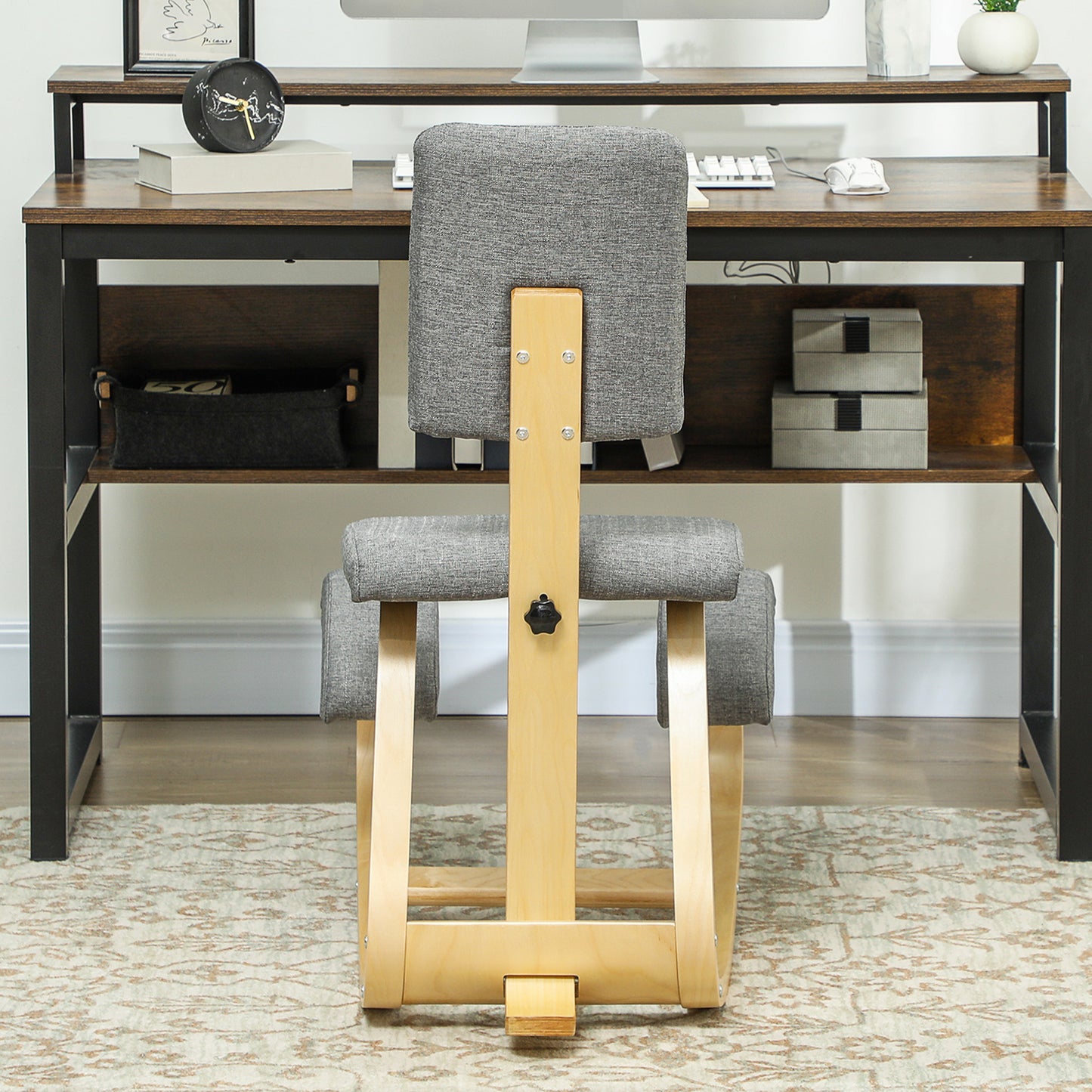 HOMCOM Ergonomischer Kniestuhl, Kniehocker Gesundheitsstuhl für Zuhause, Büro, Meditation Grau