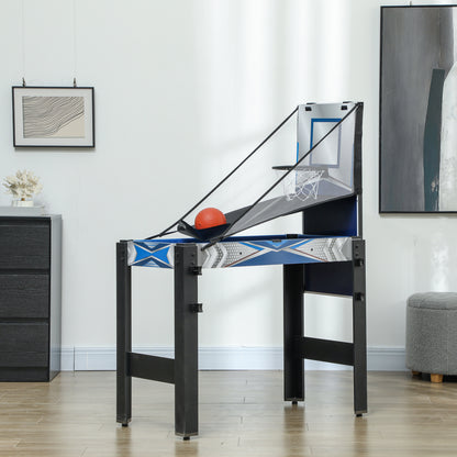 SPORTNOW 5-in-1-Spieletisch, Billard, Tischtennis, Hockey, Basketball, Bogenschießen, Zubehör inklusive, MDF, Kunststoff, Blau